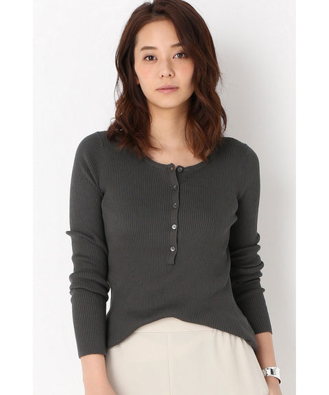 プラージュ☆plage　ハイゲージコットンヘンリープルオーバー　グレー