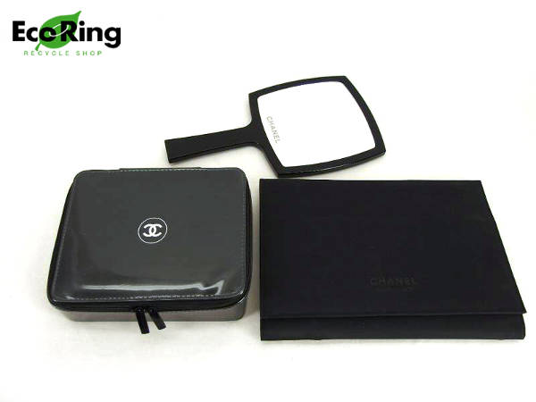 1円 美品 シャネル 手鏡 ブラシケース コスメポーチ 計3点セット AP153