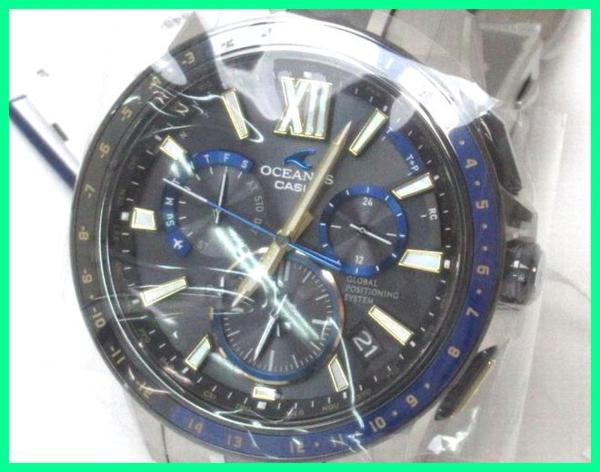 44551◆未使用 CASIO 世界限定1000本 GPS ソーラー電波腕時計 オシアナス/OCW-G1200D-1Ajf ブラック×ブルー