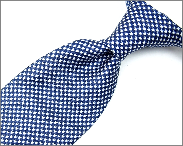 704308 FRANCO PRINZIVALLI フランコ プリンツィバァリー 日本製 シルクネクタイ 紺×白 T71C