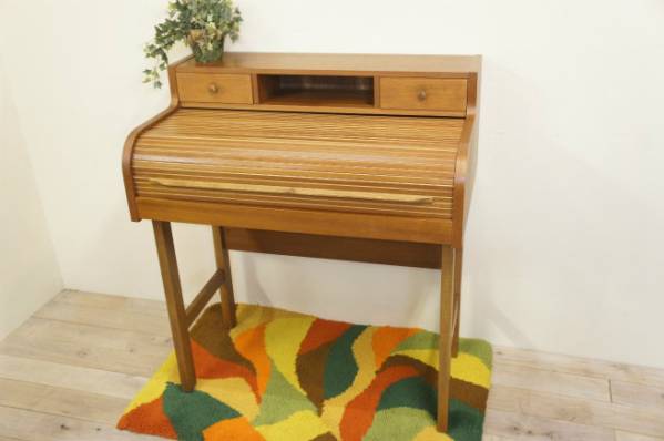 1円スタート!最落￥5000!北欧ヴィンテージ 蛇腹式 デスク/北欧家具/ヴィンテージ机/ヴィンテージパソコンデスク/チーク/アンティーク