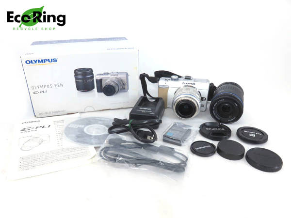 1円 OLYMPUS オリンパス ミラーレス一眼 PEN E-PL1 ダブルズームキット カメラ＆レンズ 計3点 HC484