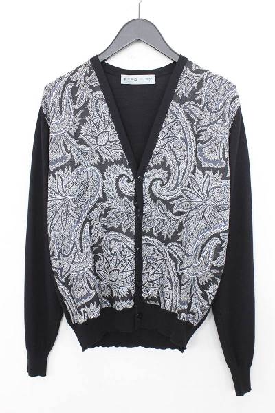 ETRO エトロ カーディガン ペイズリー柄 シルク混 エトロ ETRO シルクカシミヤペイズリー柄カーディガン M ブラック 【99