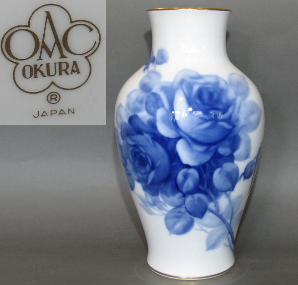 ○大倉陶園 OKURA 金彩薔薇 花器 花瓶 箱付き 【公式通販】