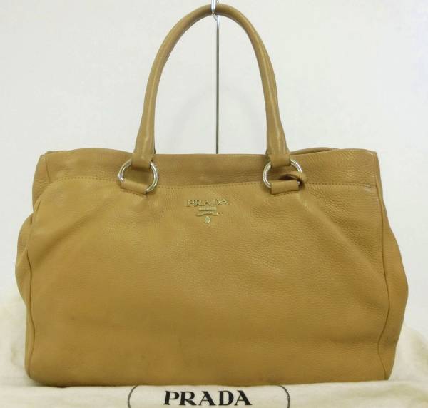 特価品！PRADA・プラダ★VIT.DAINO オールレザーハンドバッグ トートバッグ ベージュ系 BR4393 レディース 15-10631