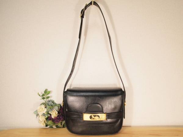 美品 CELINE オールドセリーヌ 馬車金具 上質カーフレザー 総革 