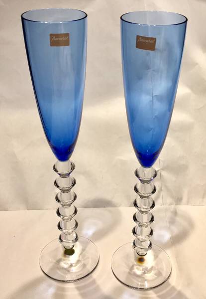 Baccarat バカラ ベガ フルーティッシモ ブルー シャンパングラス 2客セット 箱無し 未使用