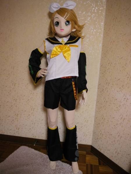 美少女マスク 着ぐるみ VOCALOID 鏡音リン 衣装セット 局留め(コスプレ