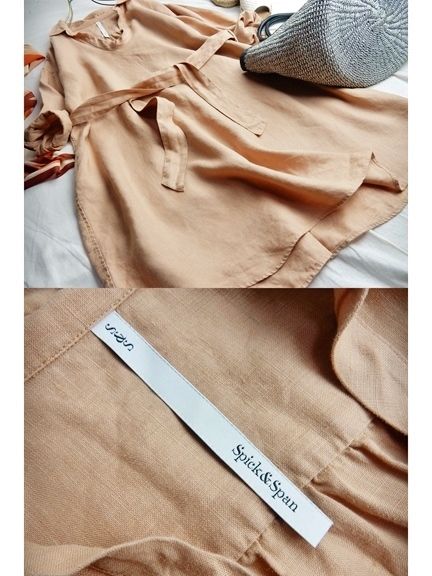 スピックアンドスパン Spick and Span リネン100%スキッパーワンピ♪