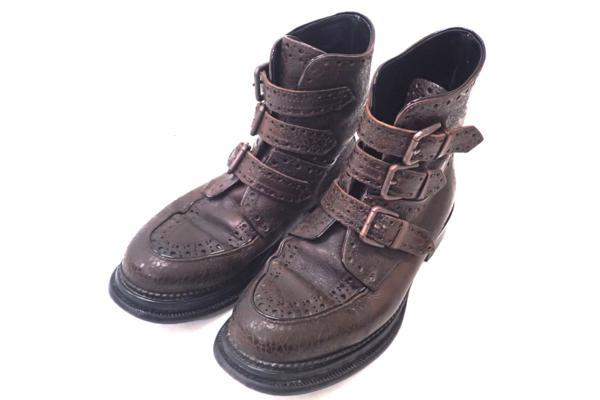 中古◆DOLCE&GABBANA ドルチェ&ガッバーナ ストラップレザーブーツ 6 茶
