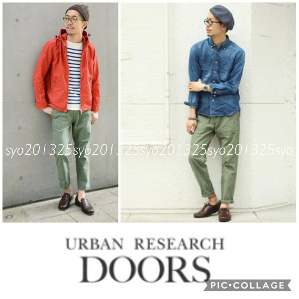 美品URBAN RESEARCH DOORS MENS DOORS バックサテン9分丈ベイカーアーバンリサーチドアーズ9分丈チノパンツLメンズ40カーゴパンツカーキ
