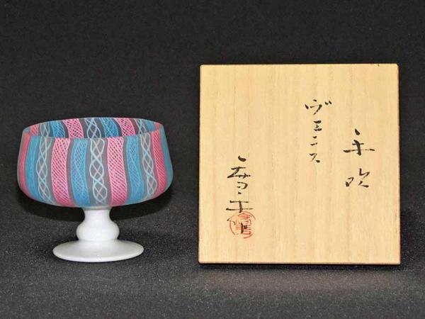 GINZA絵画館】文化勲章・藤田喬平 ガラス「手吹ヴェニス」水色