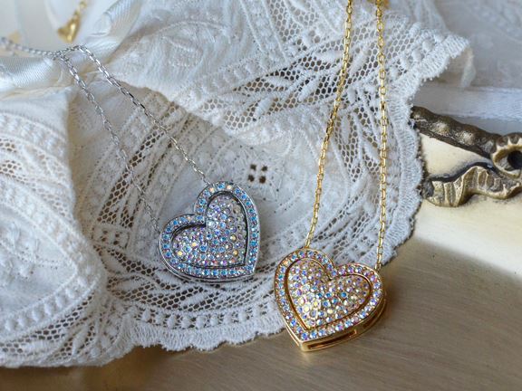 QVC&love★MASAMI★DESIGN★きらきらスワロのダブルハートネックレス★完売シルバーカラー★新品