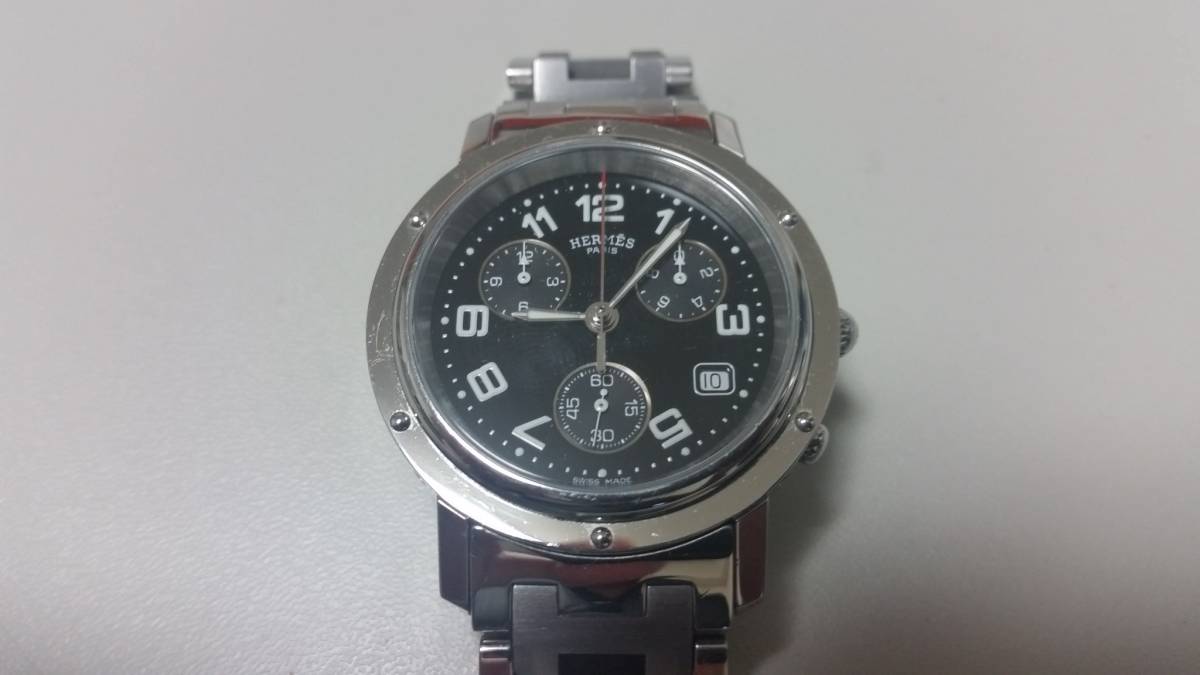 クリッパー クロノグラフ エルメス CL1.910 HERMES メンズ 腕時計 中古 
