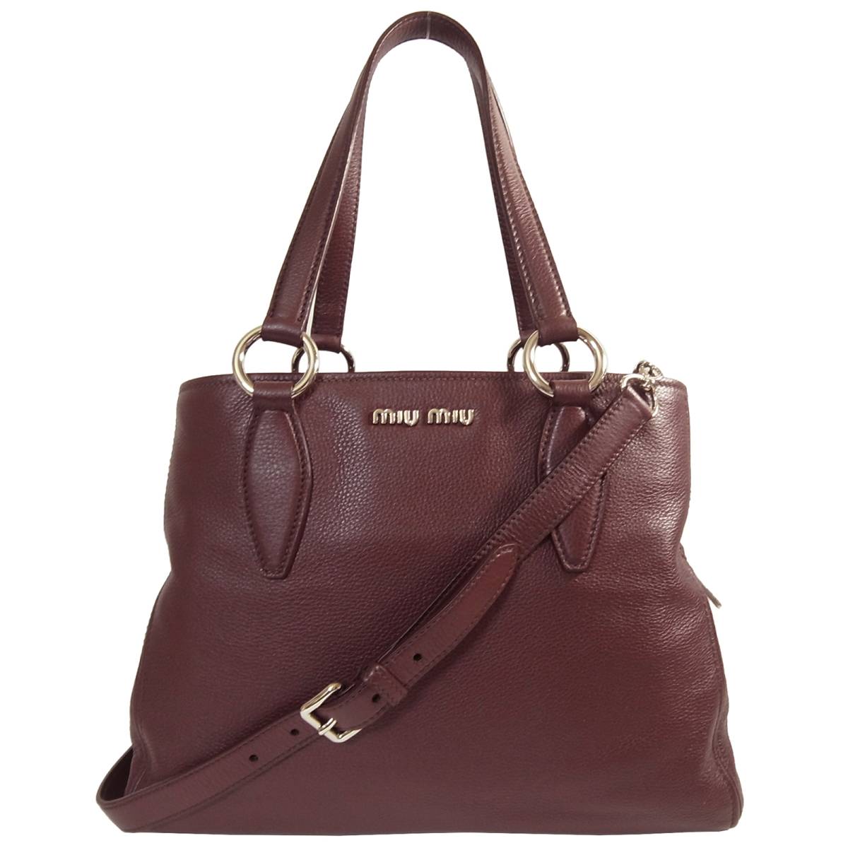 全国無料，最新作 MiuMiu ミュウミュウ ショルダーバッグ トートバッグ レザー ボルドー GRANATO ガーネット 2way RR1945 4238(かばん、バッグ)｜売買されたオークション情報、yahooの商品情報をアーカイブ公開 - オー かばん、バッグ