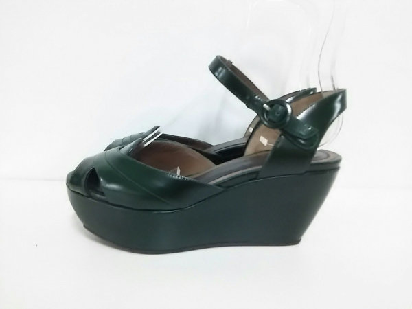 マルニ MARNI 靴 サンダル 35 レザー ダークグリーン レディース