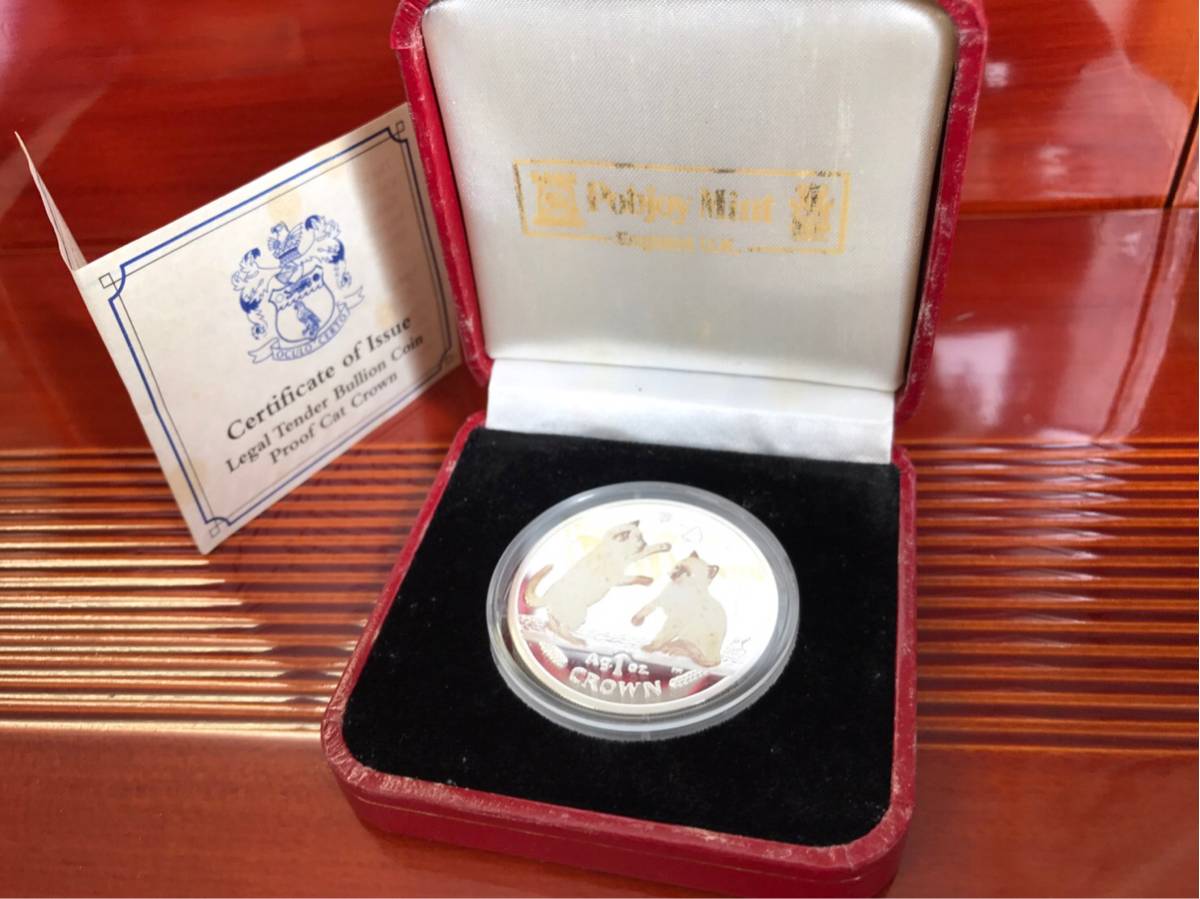 ☆マン島☆2004年☆クラウン☆純銀☆銀貨☆31.1g☆カラー キャット