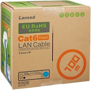 ★大人気 セール 特価 特別 送料無料!!ELECOM LANケーブル CAT6 RoHS指令準拠 100m(リール巻)ブルー LD-CT6 BU100 RS