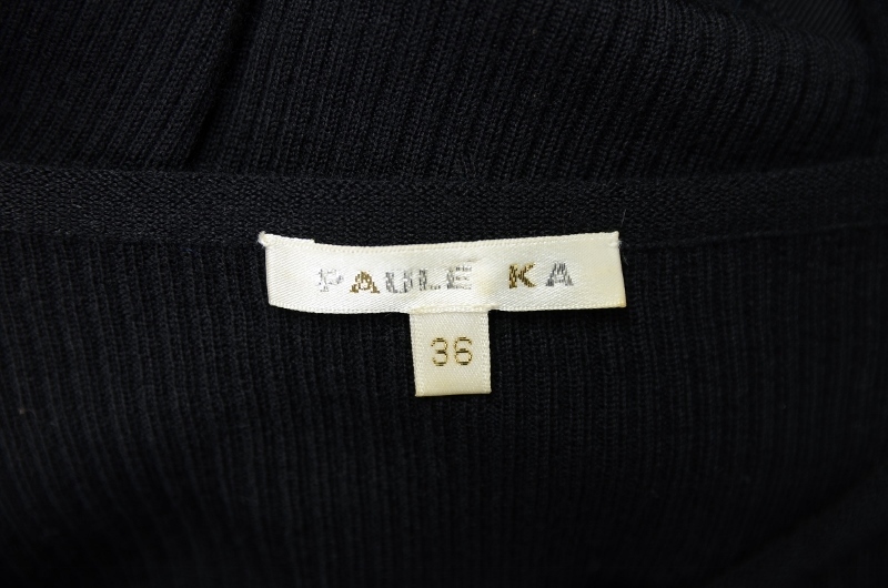 ポールカ PAULE KA リボン付き ニットワンピース [UF270]36 バイカラー 