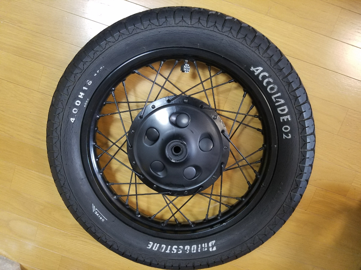 全黒SR400フロントホイール タイヤセット sr400
