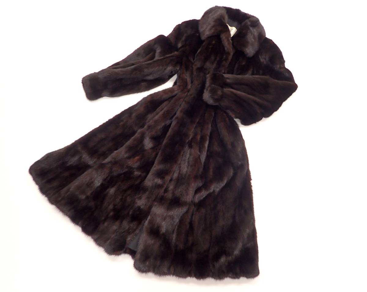 ミンク ダークミンク ロングコート MINK 美品 リアル 最高級毛皮 