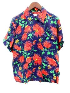 東洋 SUN SURF シャツ アロハシャツ 花柄 ネイビー オレンジ 緑