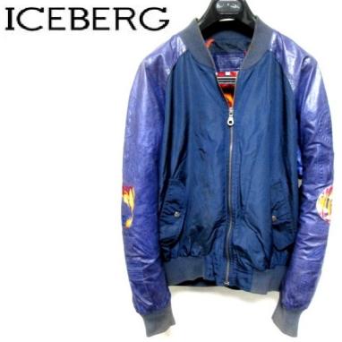 イタリア製 ICEBERG アイスバーグ 袖革 袖レザー 袖刺繍デザイン