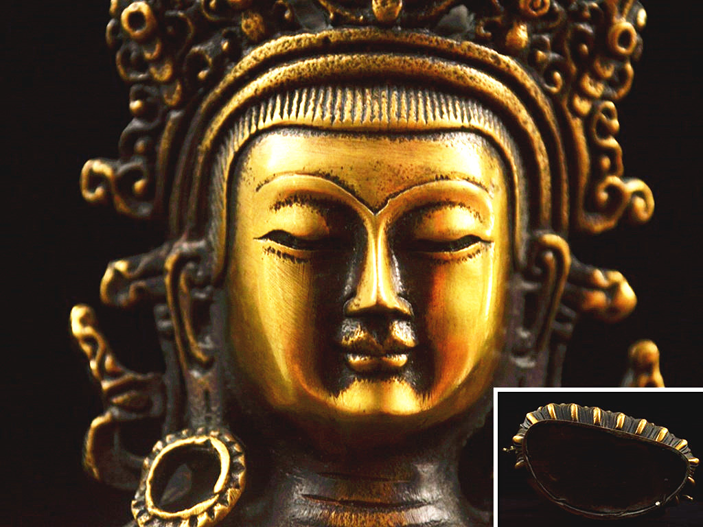 修縁堂真言宗 仏像 仏具 孔雀明王 置物 △峰△AM363 紫銅 精工 孔雀