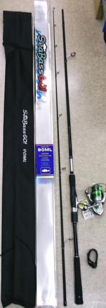 ☆オリジナル・シャークブランドのシーバスロッド９．０FMLとダイワのリール、PEラインの３点セットがお買得！☆