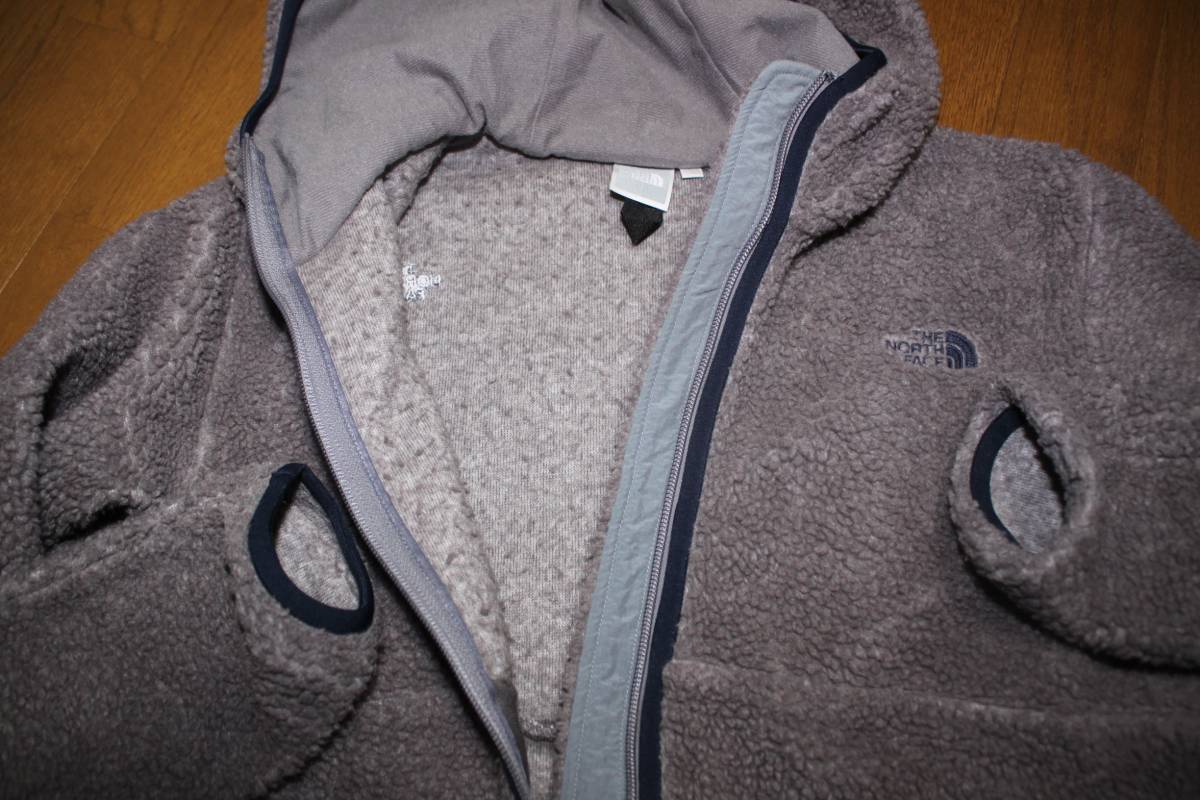 ノースフェイスジップパーカージャケットL　グレー バーサ パイル フーディー フリース AAW45910　フリースモコモコ