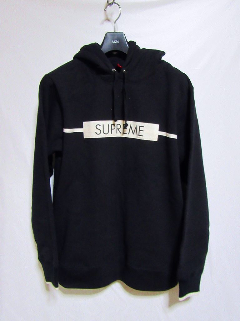 【新作，本物保証】 17AW Supreme EST TWILL TAPE Hooded Sweatshirt ロゴ パーカー M 黒 BLACK(パーカ)｜売買されたオークション情報、yahooの商品情報をアーカイブ公開 - オークファン 男性用