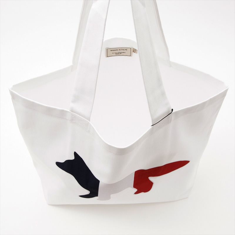 送料164円★即決★新品★フランス メゾンキツネ キャンバス トートバッグ A4 ショルダー可 マザーズバッグ エコバッグ白 メンズ レディース