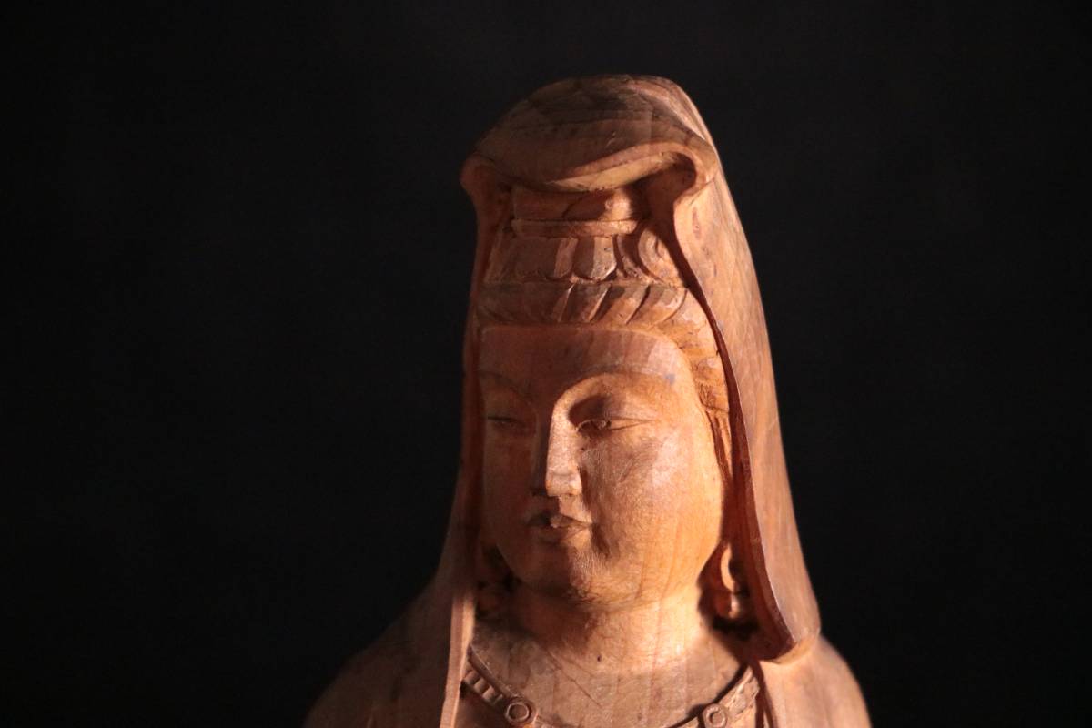木彫 仏像 S 森山朝光作 岩上水瓶観音 日展審査員 山崎朝雲師事の入札