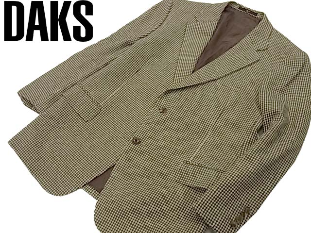 ■100円スタート■ダックス DAKS■上質カシミヤ×羊毛 テーラードジャケット ブレザー 千鳥格子柄 メンズ