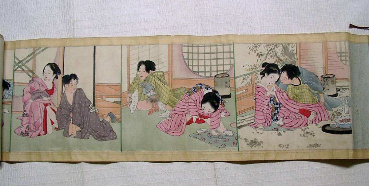 春画 ♪海☆春画・巻物 【12画】枕絵・明治期 明治・大正期 木版
