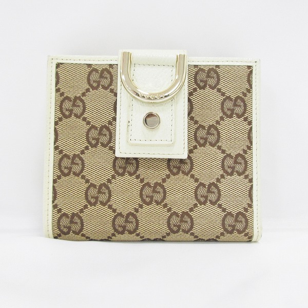 GUCCI アビーライン Wホック財布 GG柄 141411 ブラウン×アイボリー☆0332