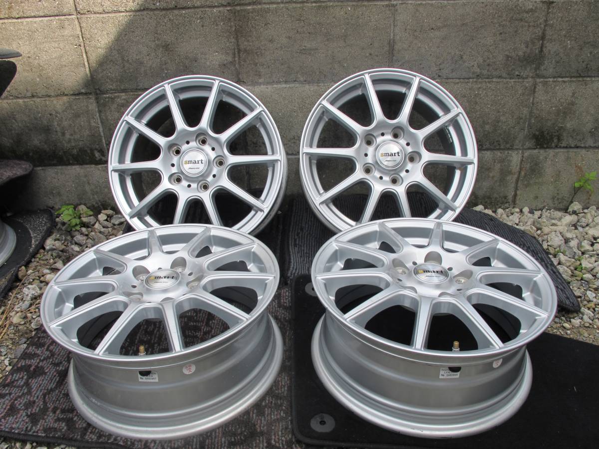 美品MANARAY SPORT 10本スポーク15インチアルミ 4本セット5穴114.3 6J +52ノアVOXYプリウスαステップワゴン オーリス アイシス クラウン