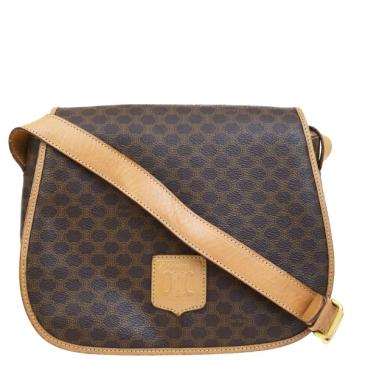 中古】 セリーヌ CELINE マカダム 斜め掛け ショルダーバッグ ブラウン