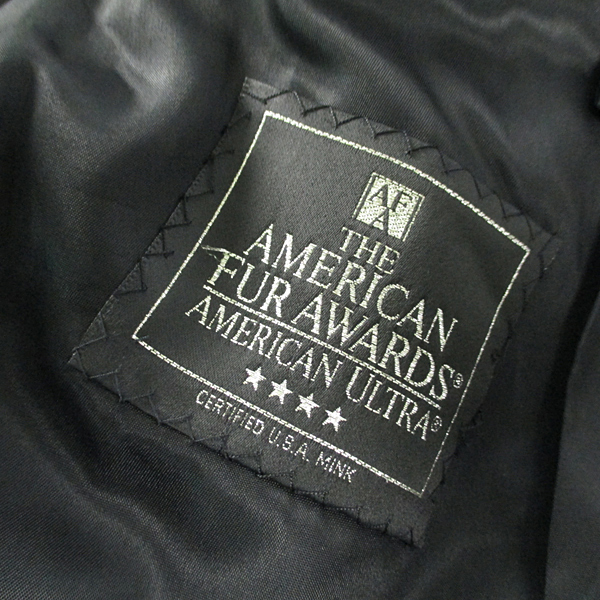 920★毛柔らかめ アメリカンウルトラ4つ星 ブラック系ミンク 8分丈コート L