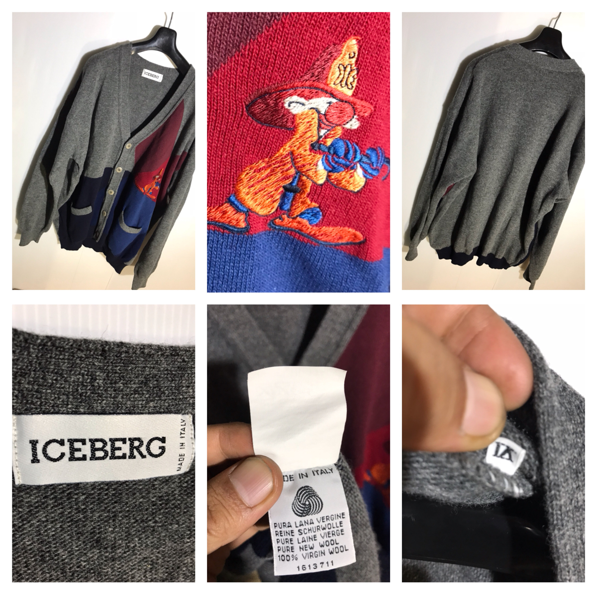 アイスバーグ　ICEBERG カーディガン ICEBERG アイスバーグ × DISNEY ディズニー ピエロ ？ 刺繍 × 幾何学