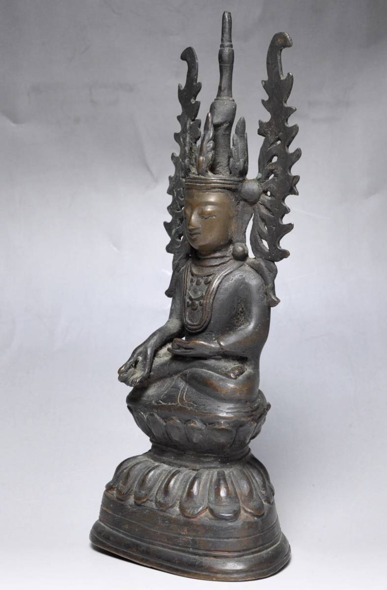 古銅 唐金 観音菩薩像 仏像 仏教美術 坐像 時代物 チベット密教 中国