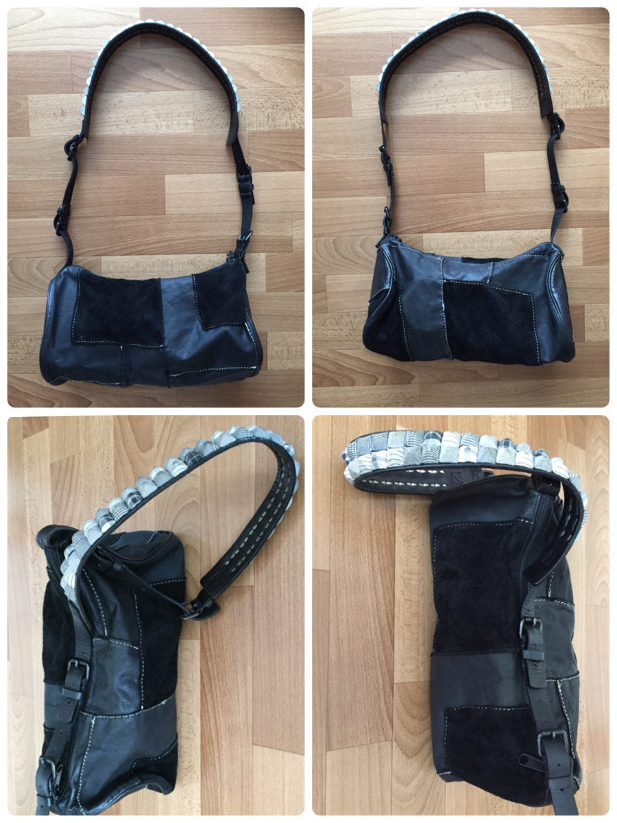 レア！Rebirth リバース スタッズ ブラック レザー ショルダー BAG ピラミッド STUDS バッグ GO OUT 2nd f&e