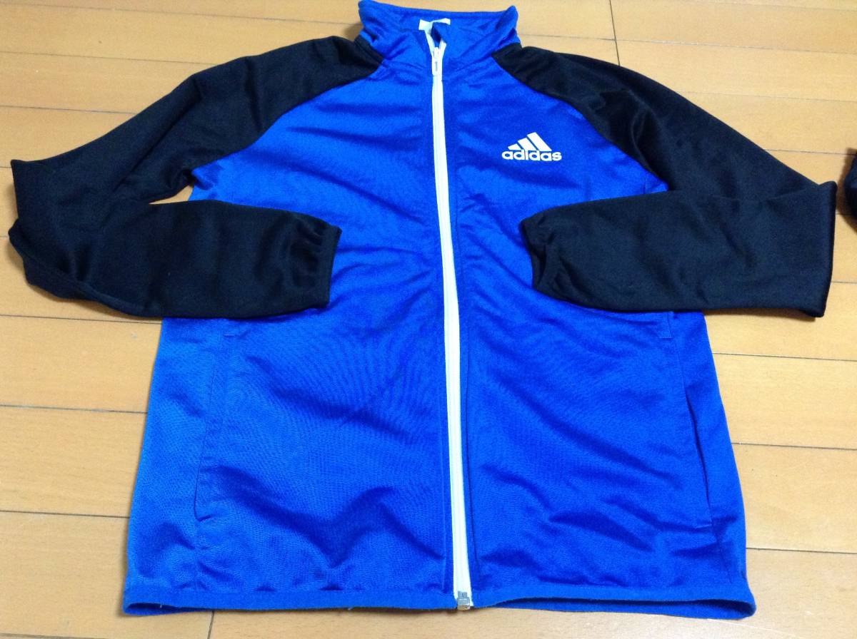 adidas アディダス ジャージ上下セット150 ウインドブレーカー 青黒