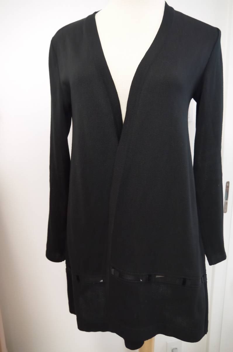 ★超美品★ RENE ルネ 長袖 裾リボン 上品 ロング カーディガン ブラック 36