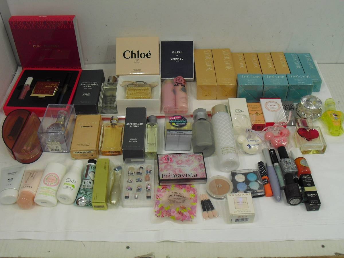 M170[08]コスメ/化粧品/スキンケア/美容/香水　大量セット　全55点　未開封有り☆シャネル/ブルガリ/クロエ/他