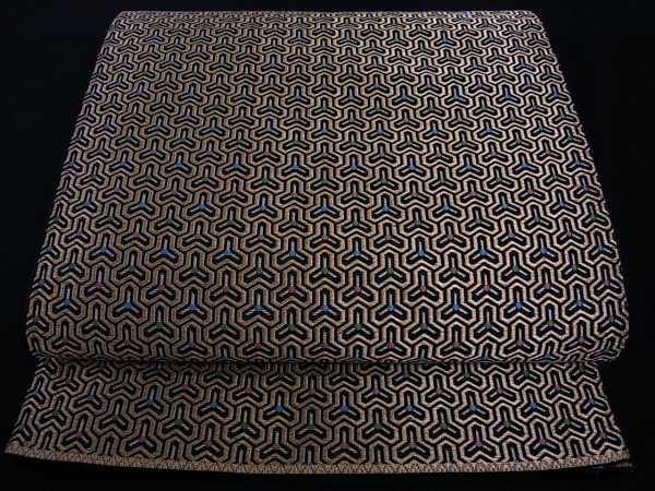 花美人着物■六通柄　本袋帯　毘沙門亀甲　錦秀　黒地　金銀糸　逸品ｇ2524