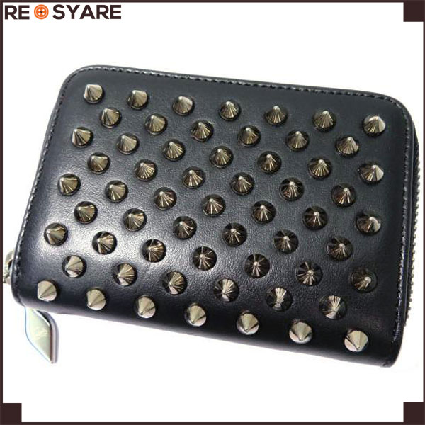 新品 同様*クリスチャンルブタン*正規品*パネトーネ*スタッズ*スパイク*レザー*ラウンドファスナー*コインケース*小銭入れ*28022