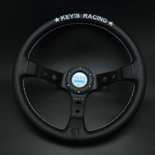 新品 KEY!S RACING 直径35cm 本革 黒色