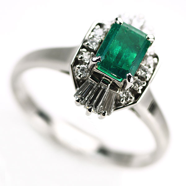 1円～ Pt エメラルド ダイヤモンド リング 0.72ct SELBY