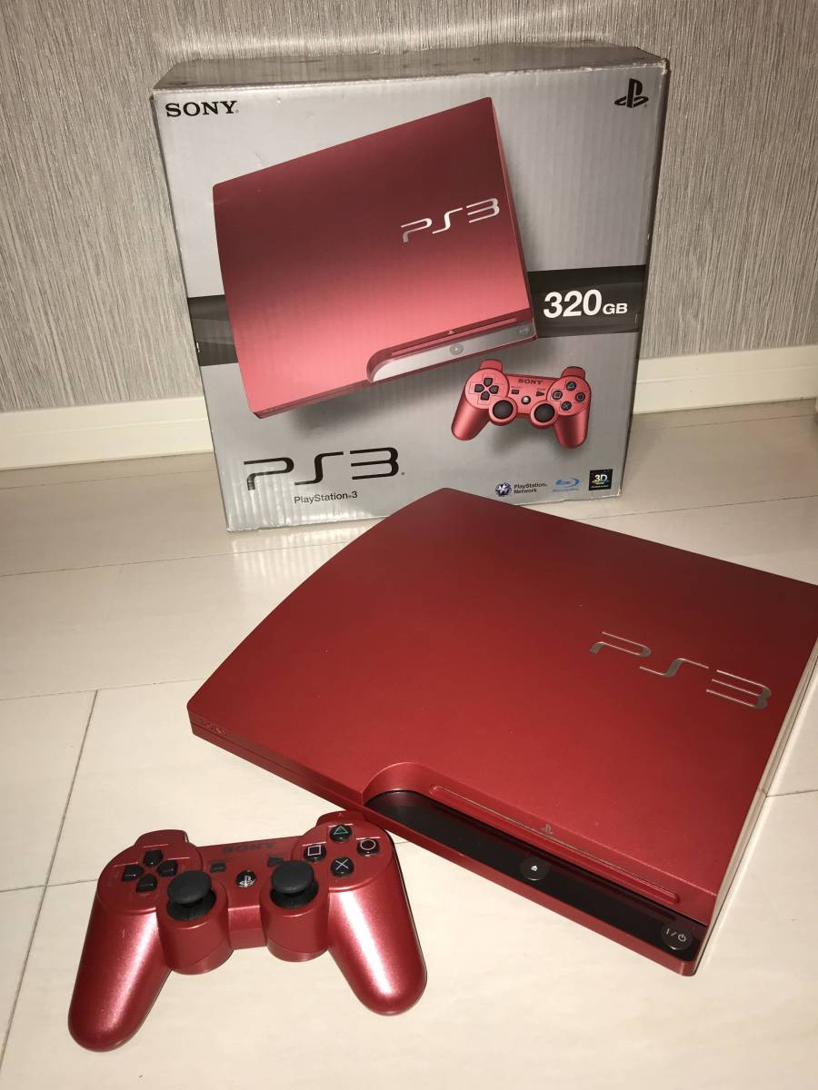 [美品中古]PS3 本体 スカーレットレッド マルチリモコン付き